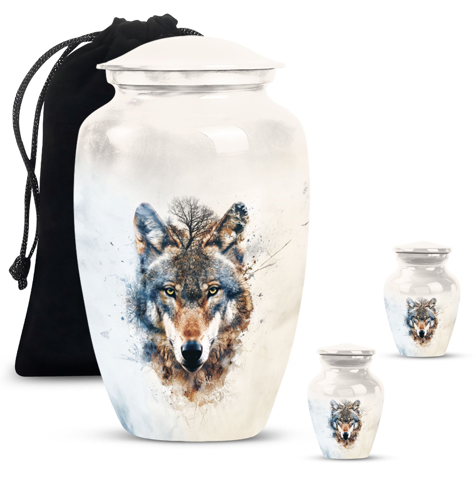 wolf howling urn, memorial urn for mom's ashes