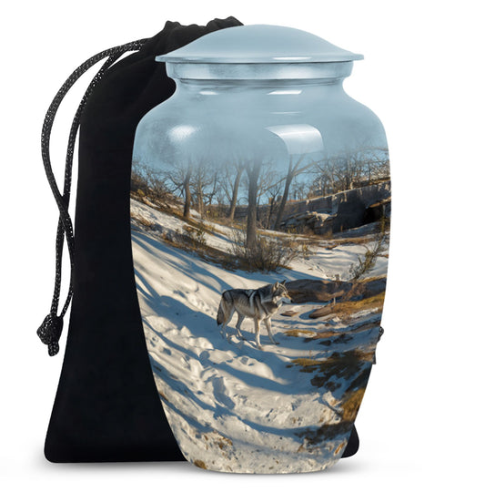 wolf howling urn, cremation urn for ashes