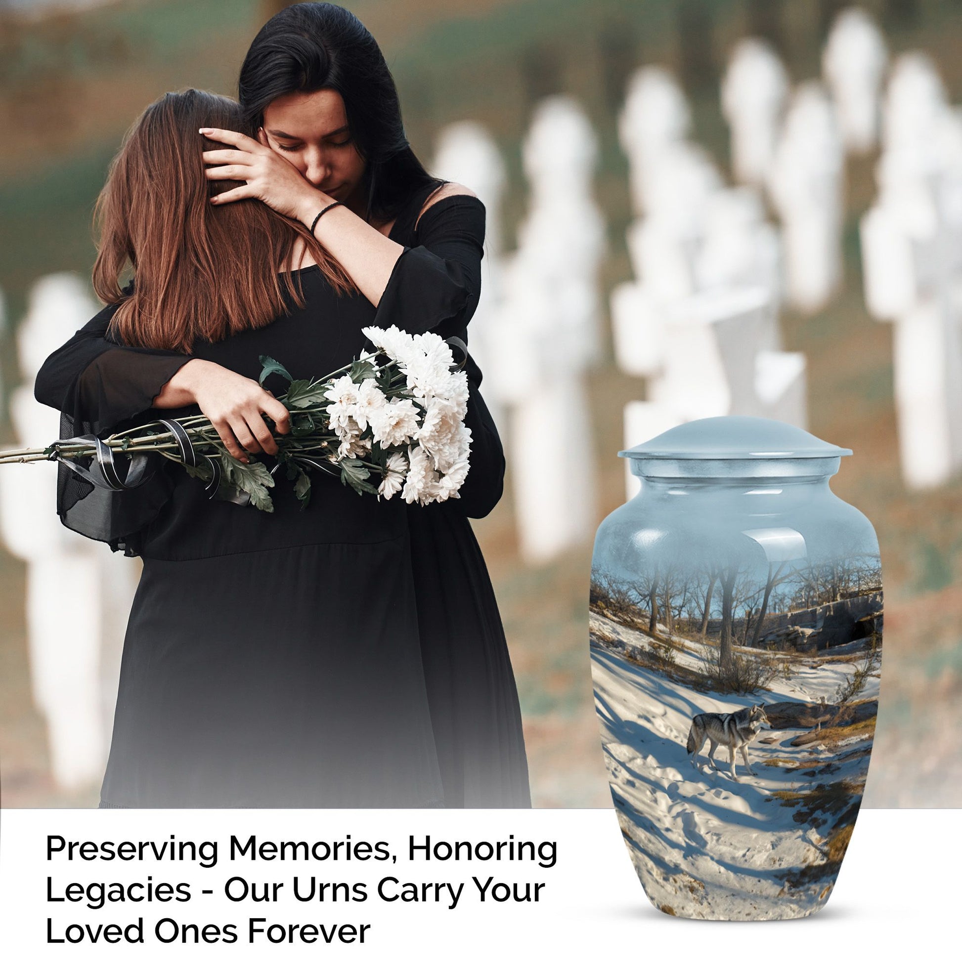 wolf howling urn, cremation urn for ashes