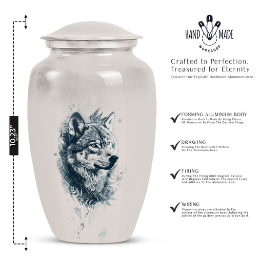 wolf howling urn, funeral urn for men's ashes