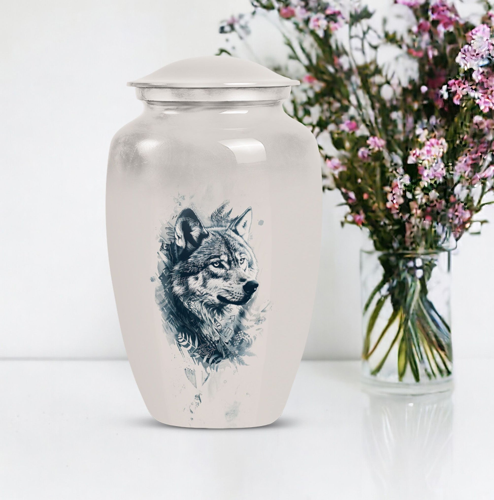 wolf howling urn, funeral urn for men's ashes