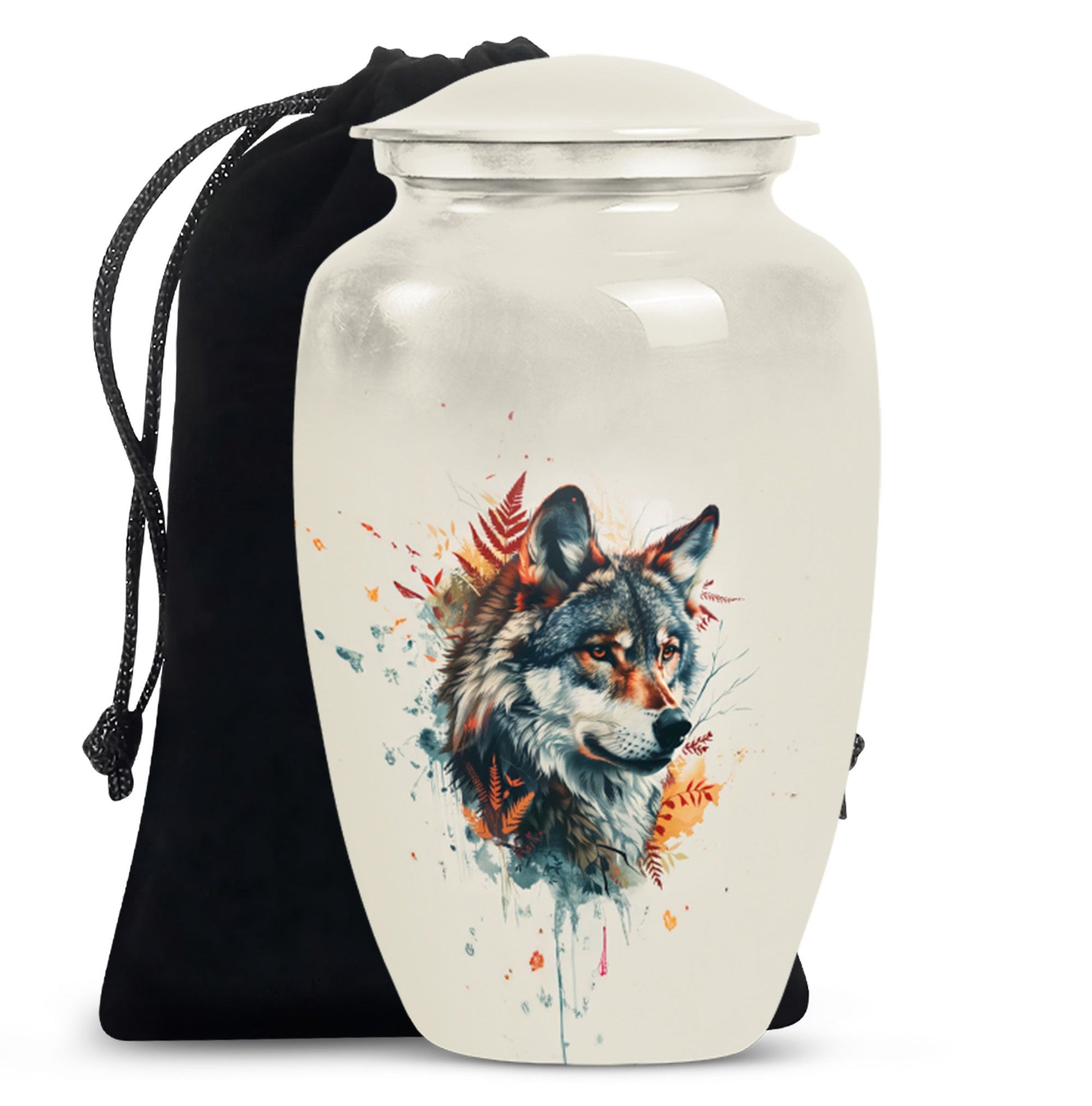 Classic 10-inch aluminum wolf howling urn,