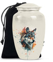 Classic 10-inch aluminum wolf howling urn,