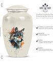 Classic 10-inch aluminum wolf howling urn,