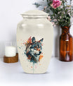 Classic 10-inch aluminum wolf howling urn,