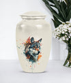 Classic 10-inch aluminum wolf howling urn,