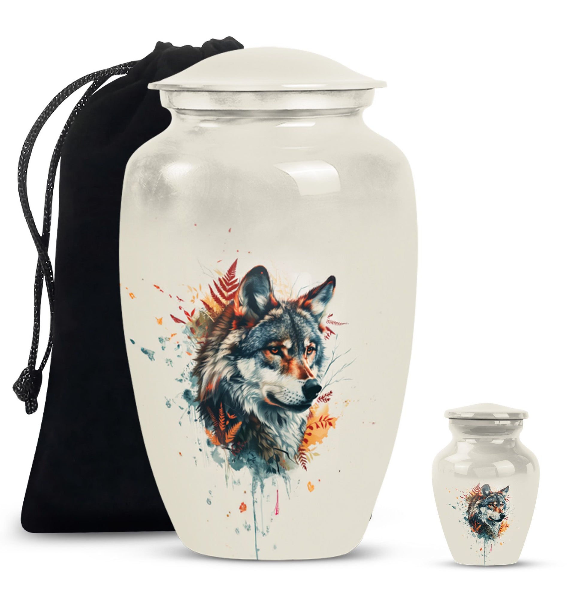 Classic 10-inch aluminum wolf howling urn,