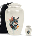 Classic 10-inch aluminum wolf howling urn,