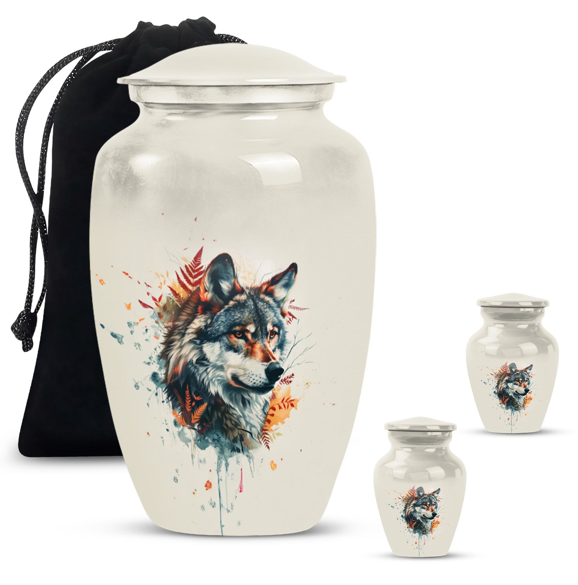 Classic 10-inch aluminum wolf howling urn,