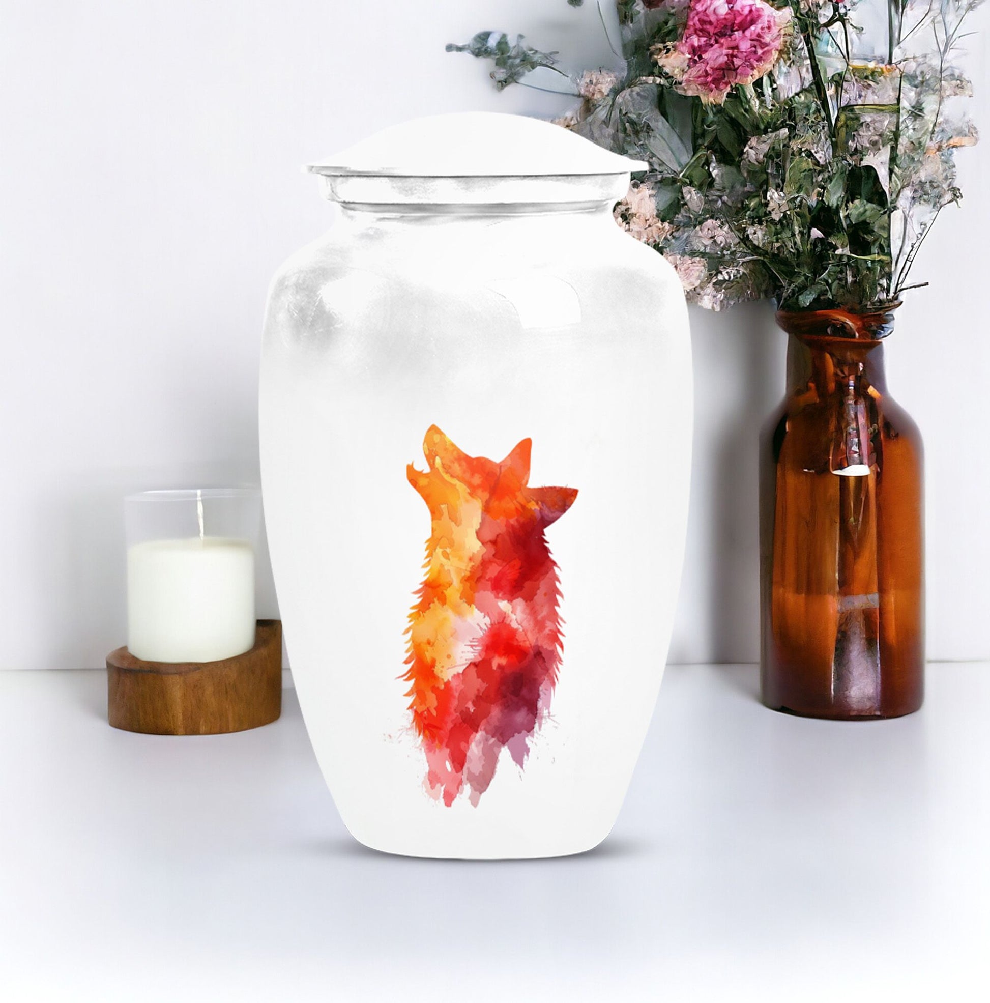 Wolf howling urn, 