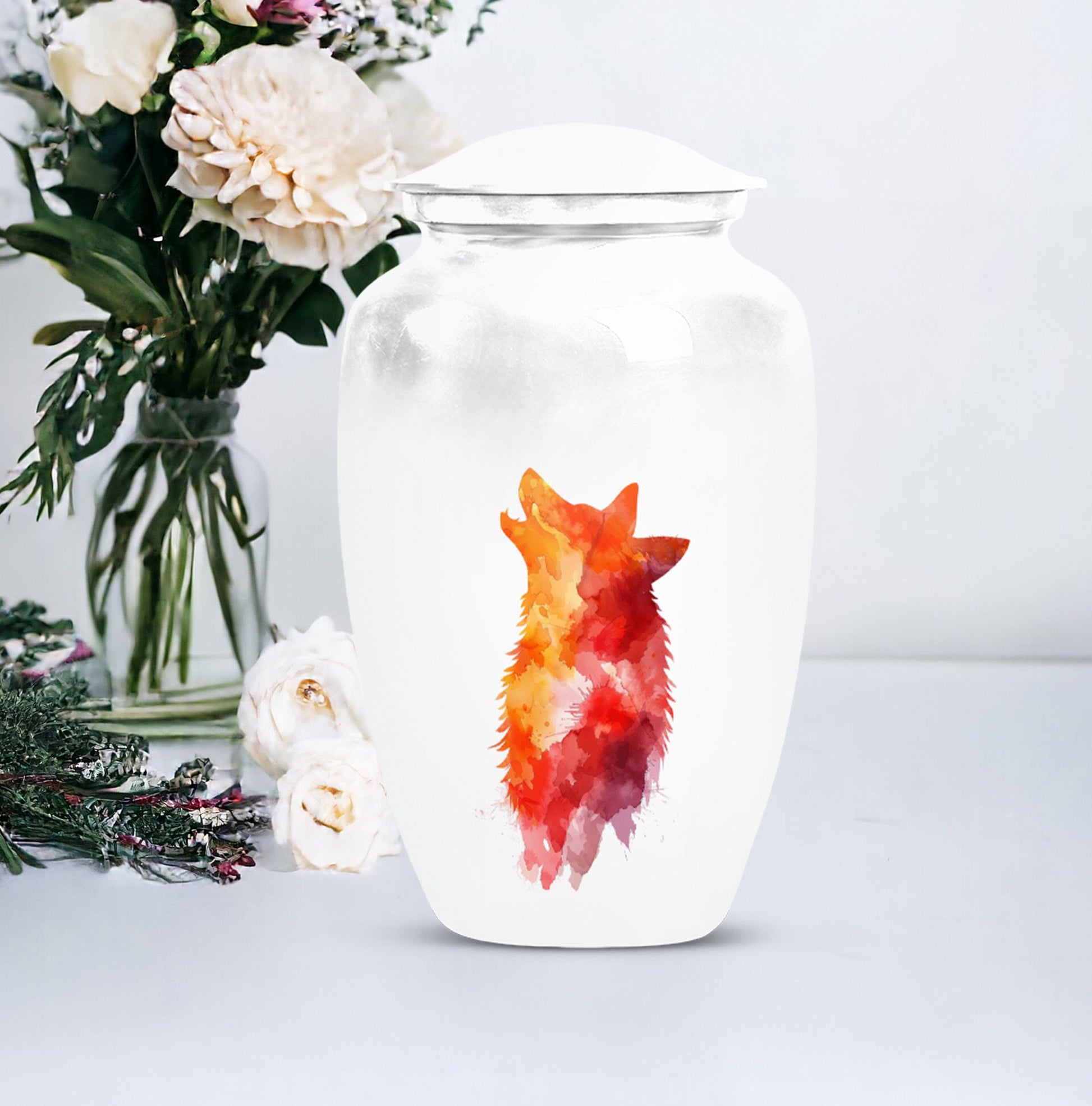 Wolf howling urn, 