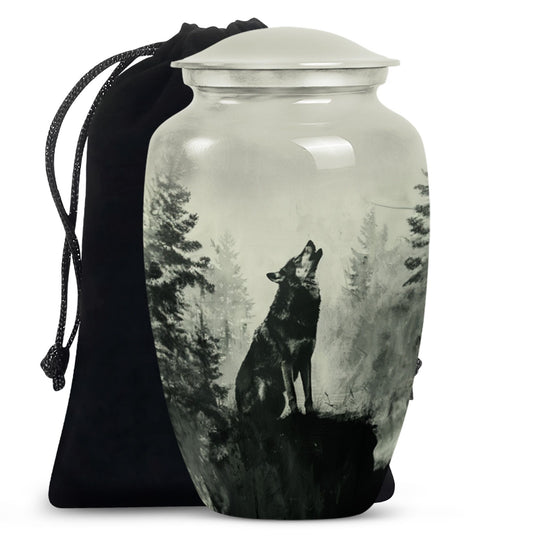 Wolf Howling Memorial Urn, Cremation Urns for Human Ashes