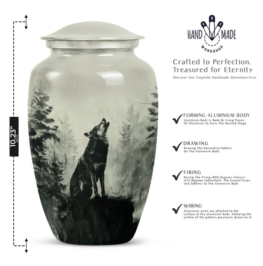 Wolf Howling Memorial Urn, Cremation Urns for Human Ashes