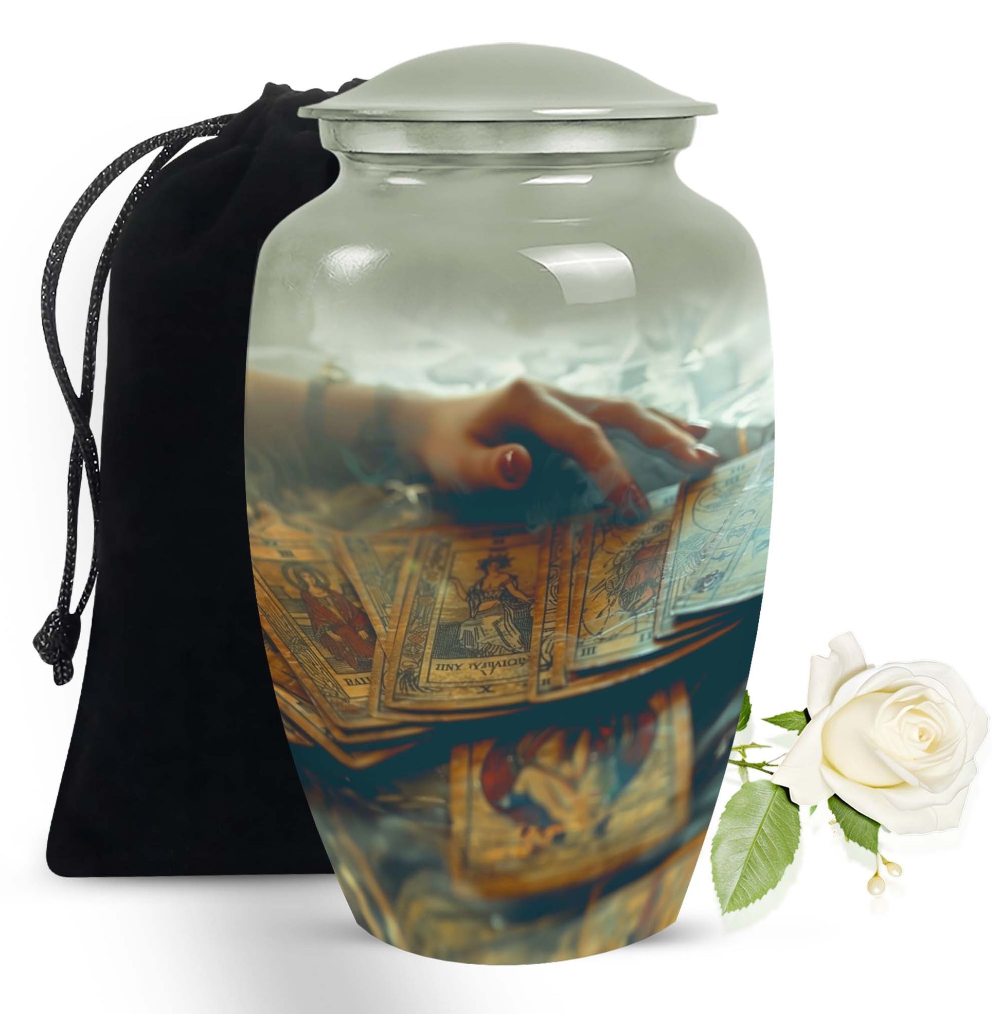 Classic 10-inch tarot urn for ashes.