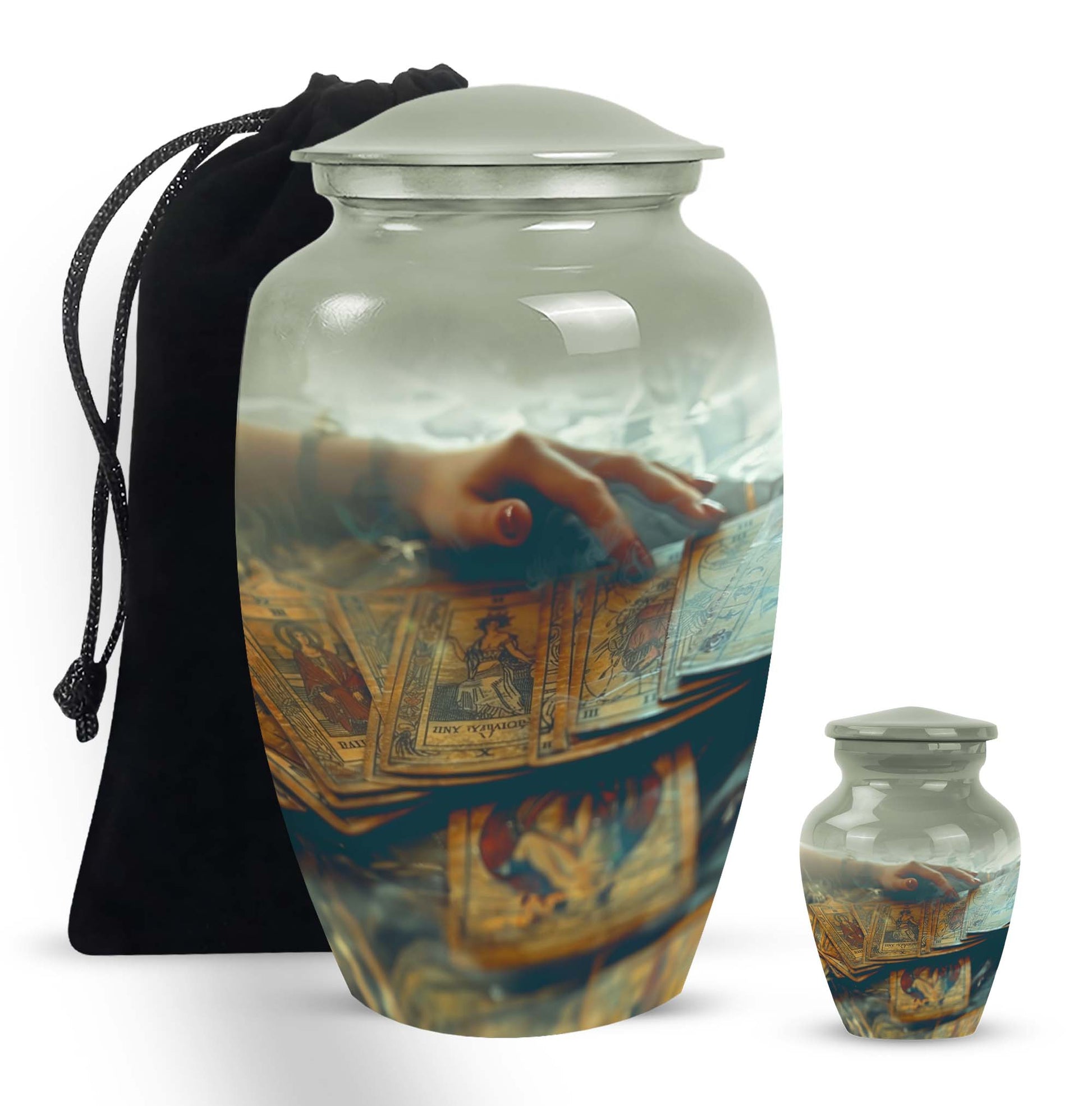 Classic 10-inch tarot urn for ashes.