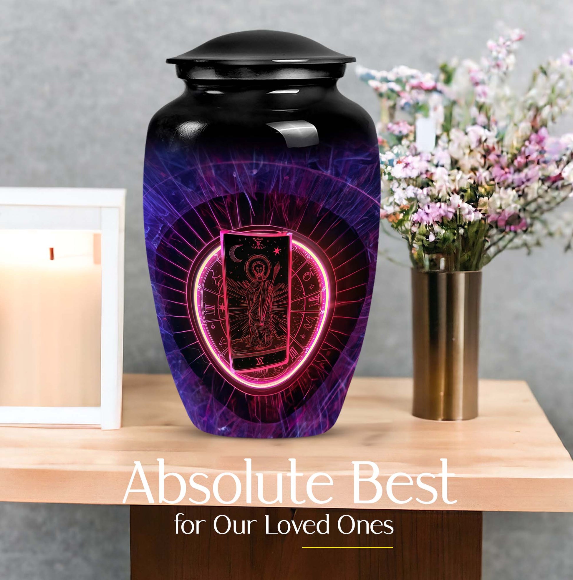 10 inch Tarot Urn, large classic cremation urn for human ashes.