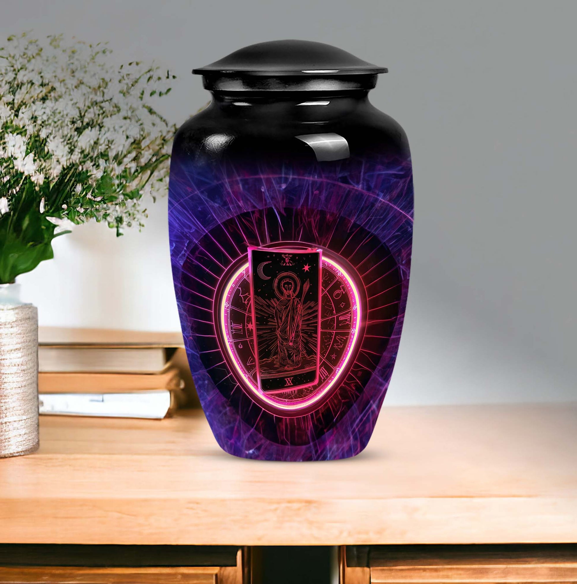 10 inch Tarot Urn, large classic cremation urn for human ashes.