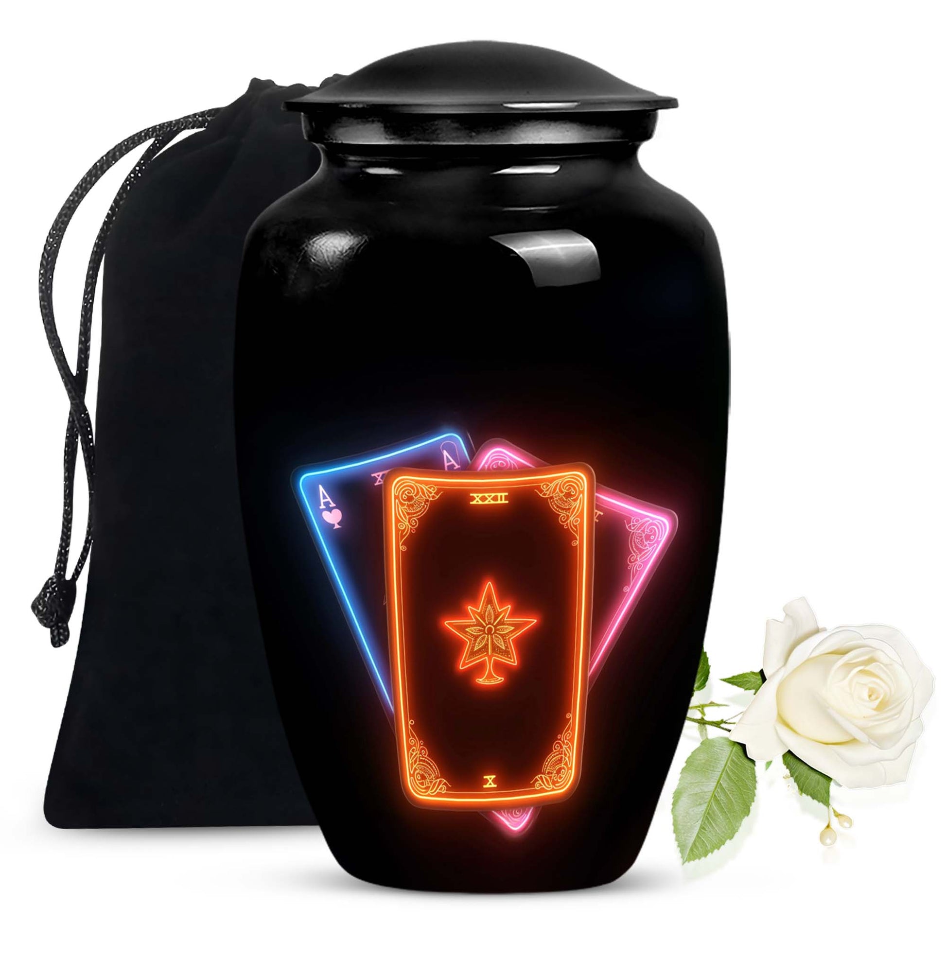 Tarot Urn, classic aluminum cremation urn for mom.