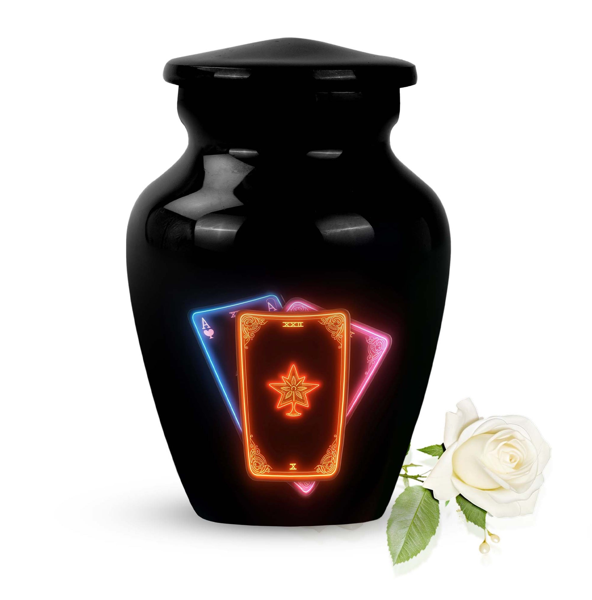 Tarot Urn, classic aluminum cremation urn for mom.