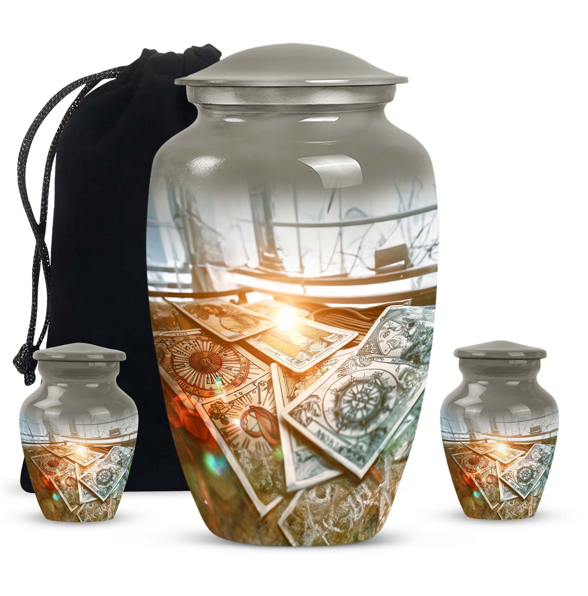 10-inch Classic Tarot Urn made of Aluminium with abstract 