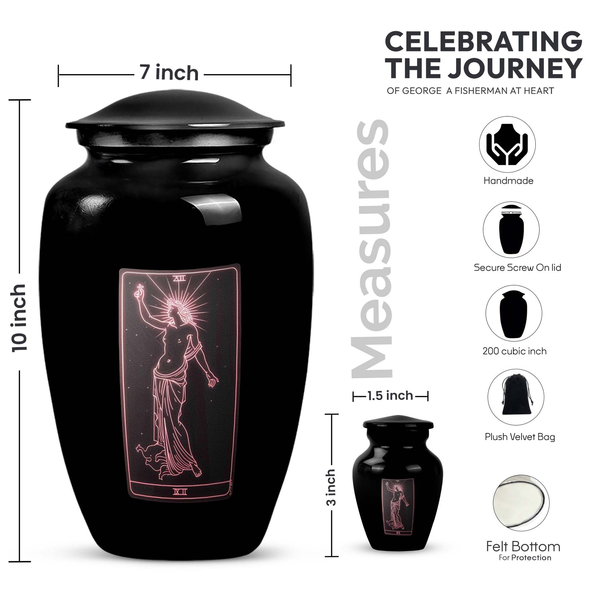 Tarot Urn made from aluminium for men's ashes