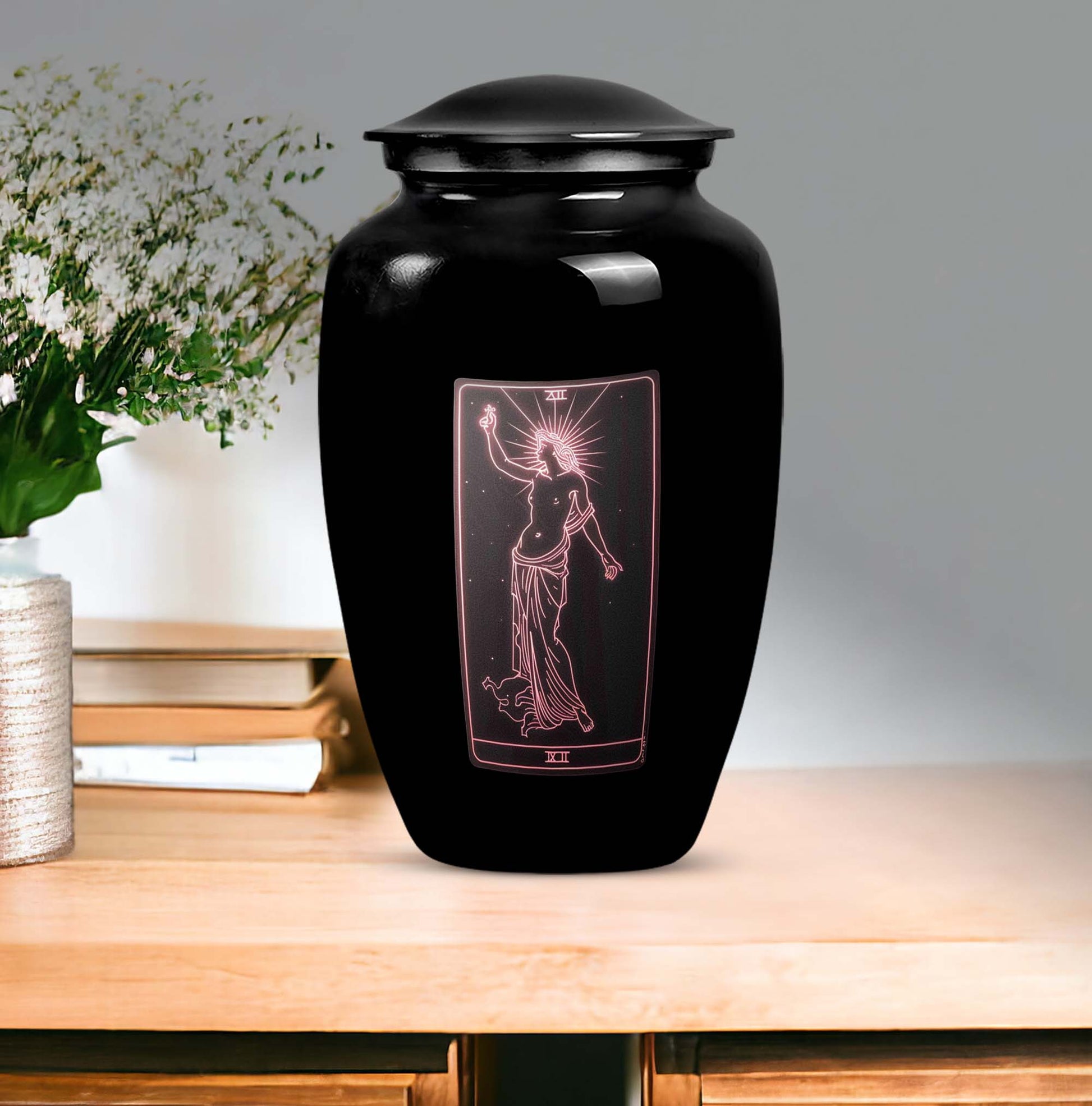 Tarot Urn made from aluminium for men's ashes