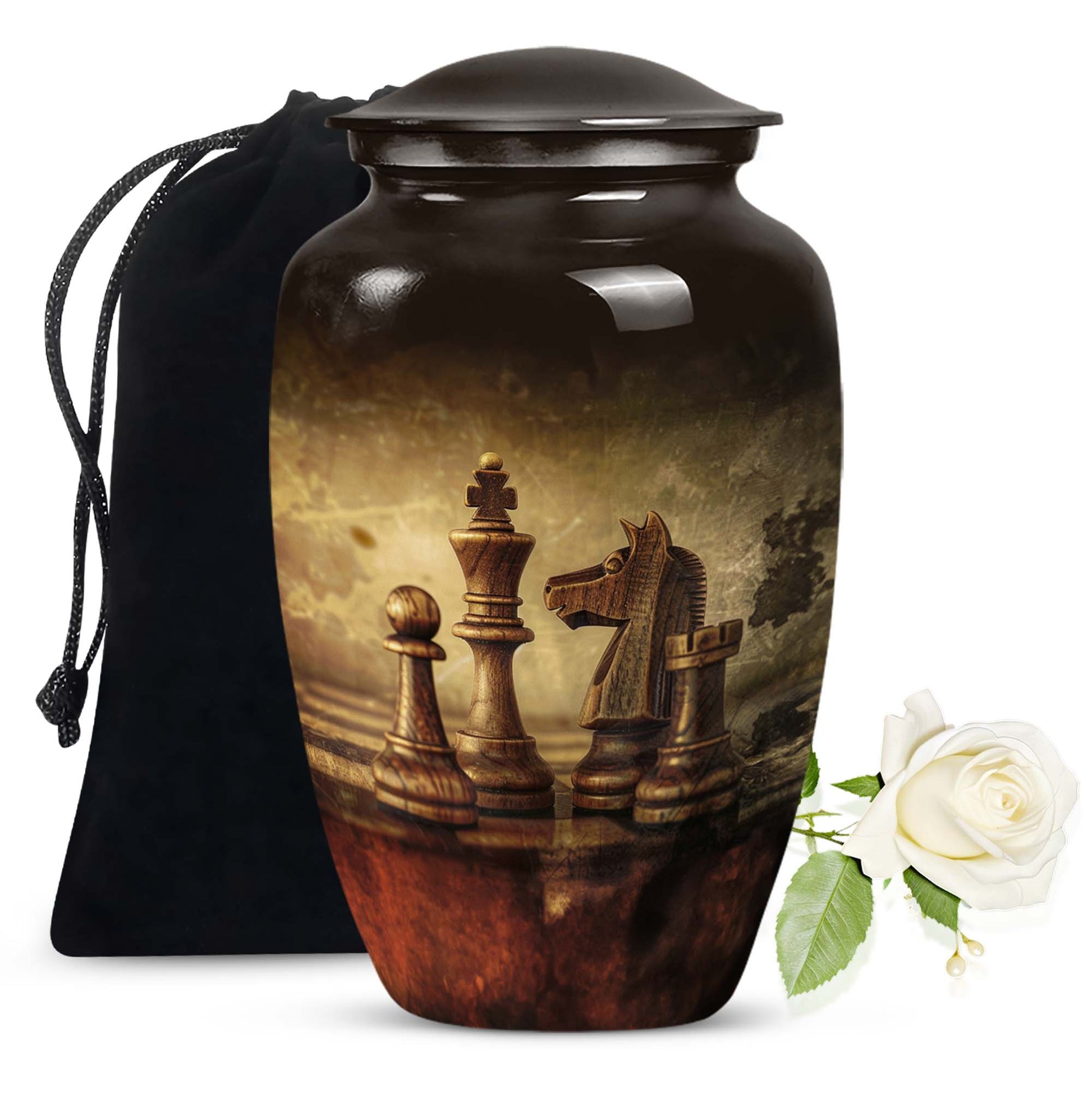 10-inch Classic Chess cremation urn for adult male.