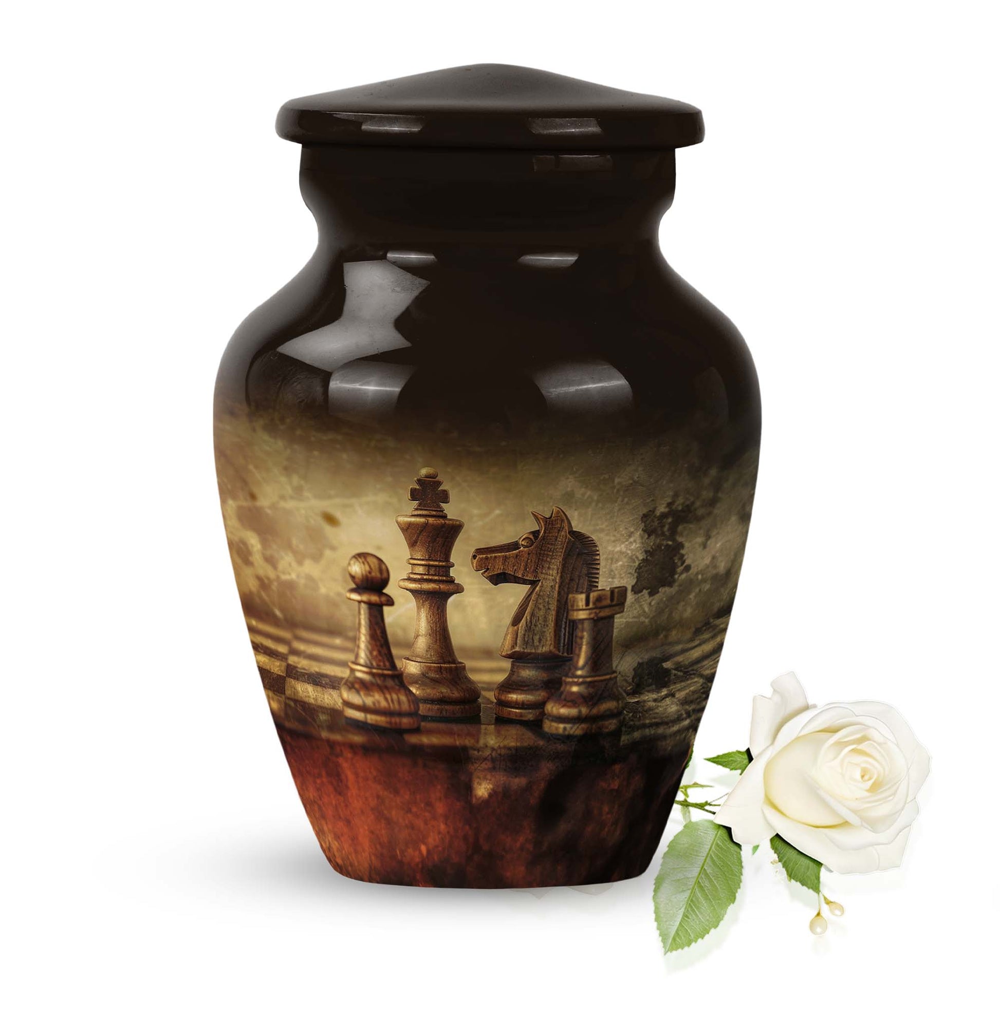 10-inch Classic Chess cremation urn for adult male.