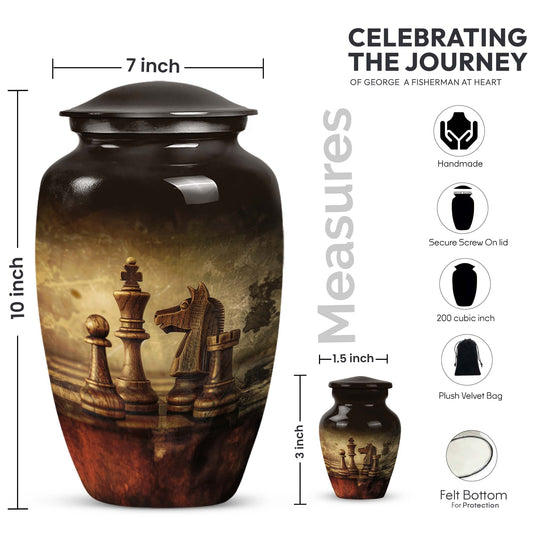 10-inch Classic Chess cremation urn for adult male.