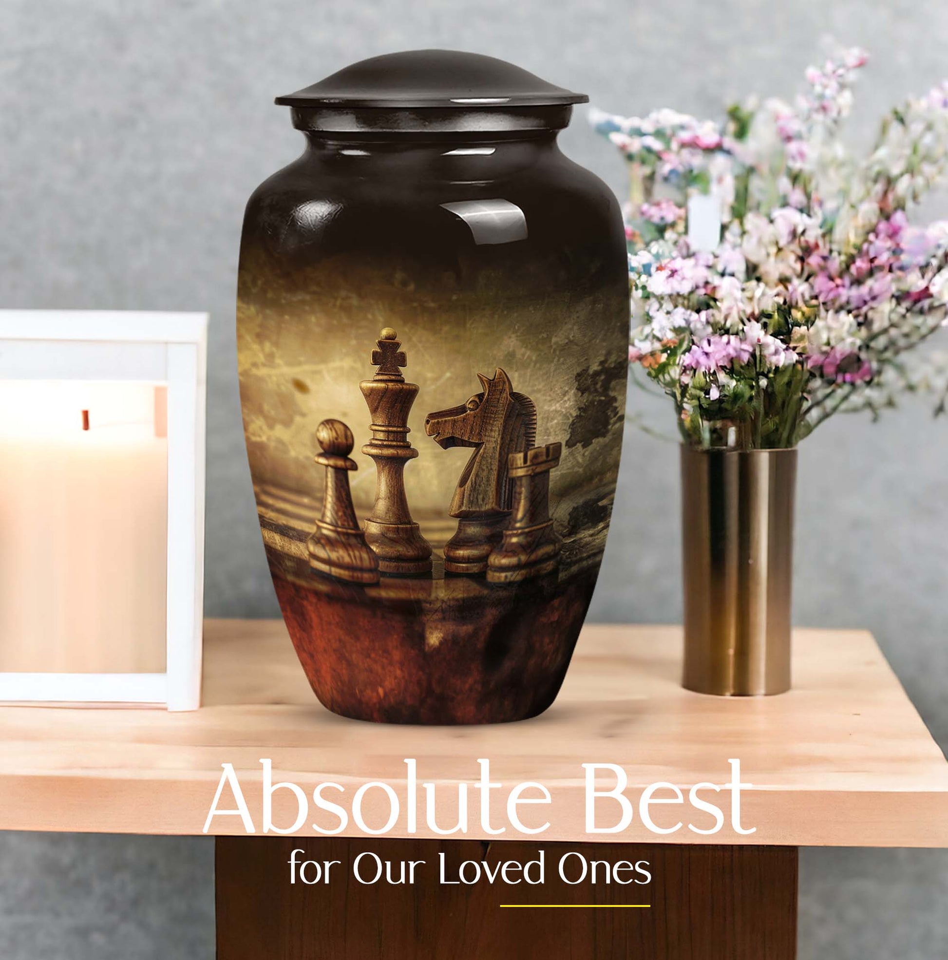 10-inch Classic Chess cremation urn for adult male.