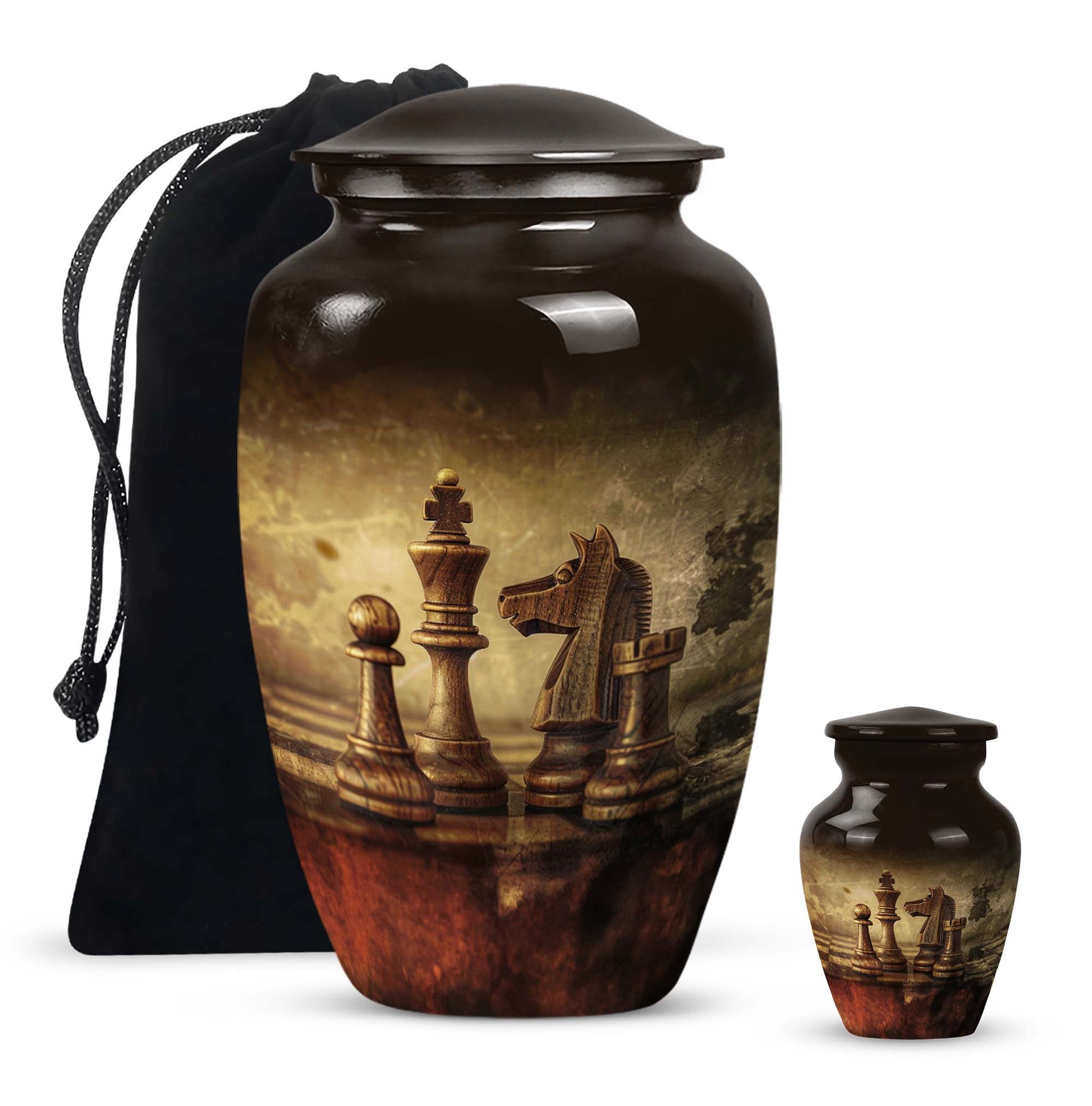 10-inch Classic Chess cremation urn for adult male.