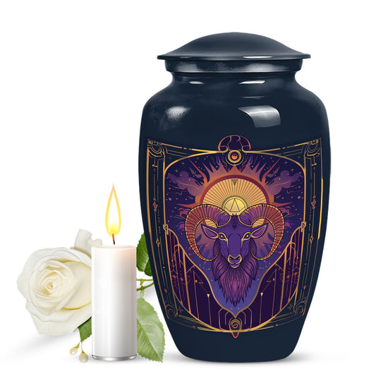 Handcrafted zodiac 10-inch urn for ashes with classic design