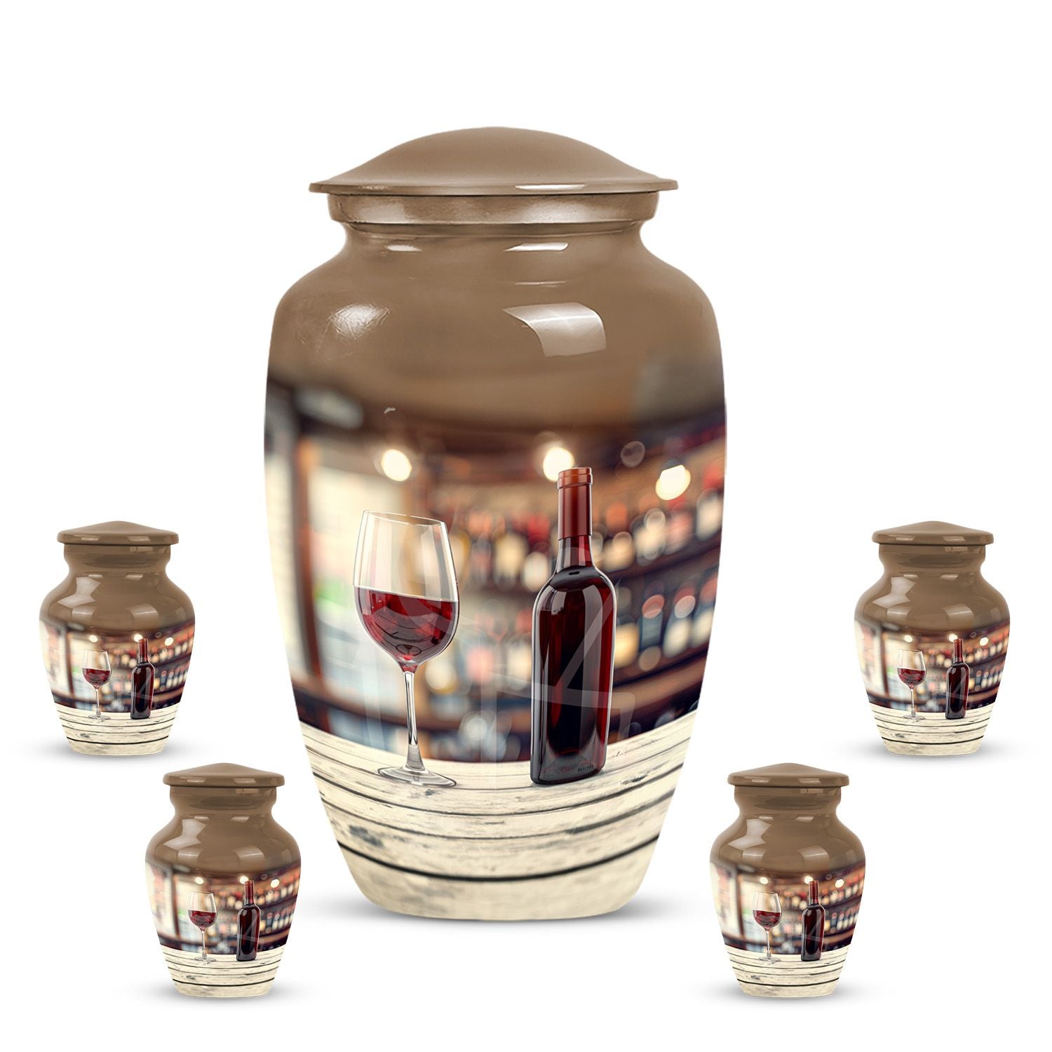 Wine Urn, medium memorial aluminium cremation urn ashes.