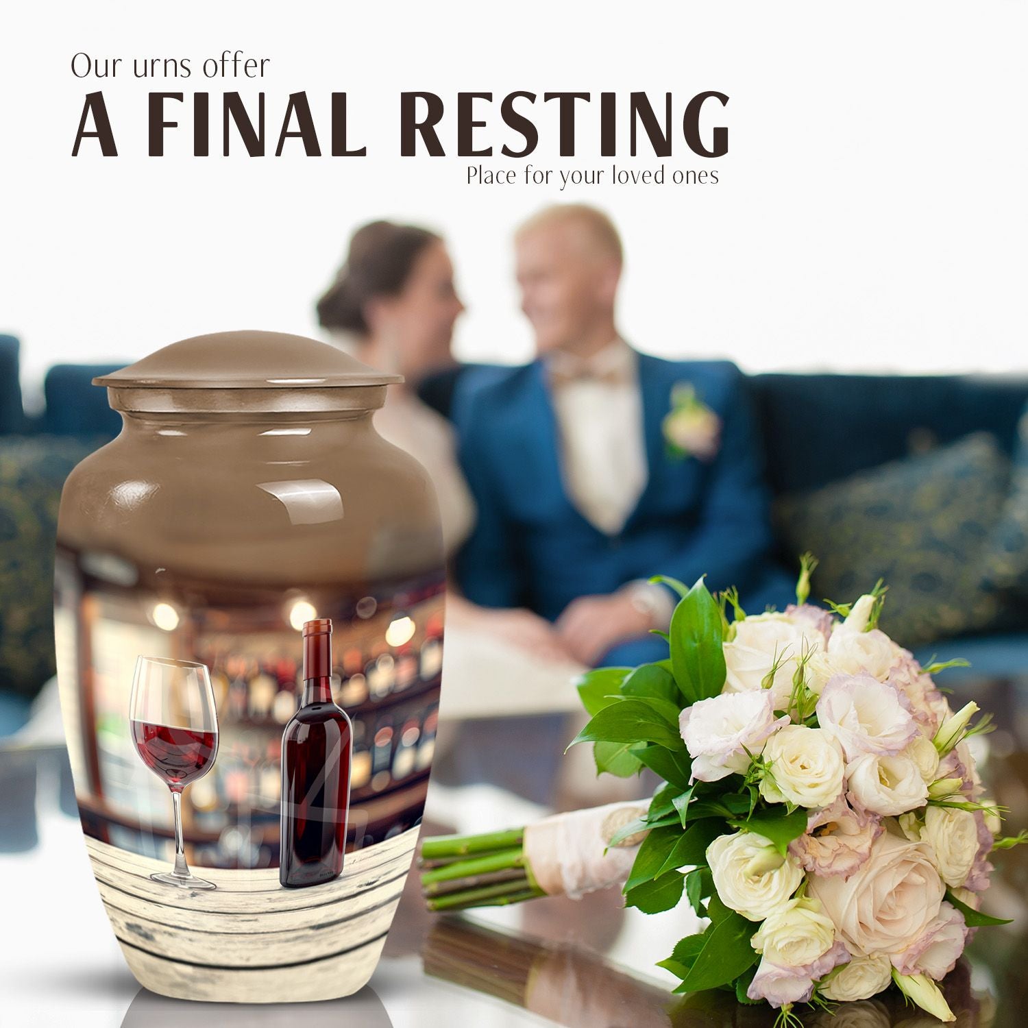 Wine Urn, medium memorial aluminium cremation urn ashes.