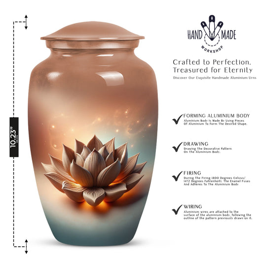 10-inch classic lotus urn for men's cremation urn