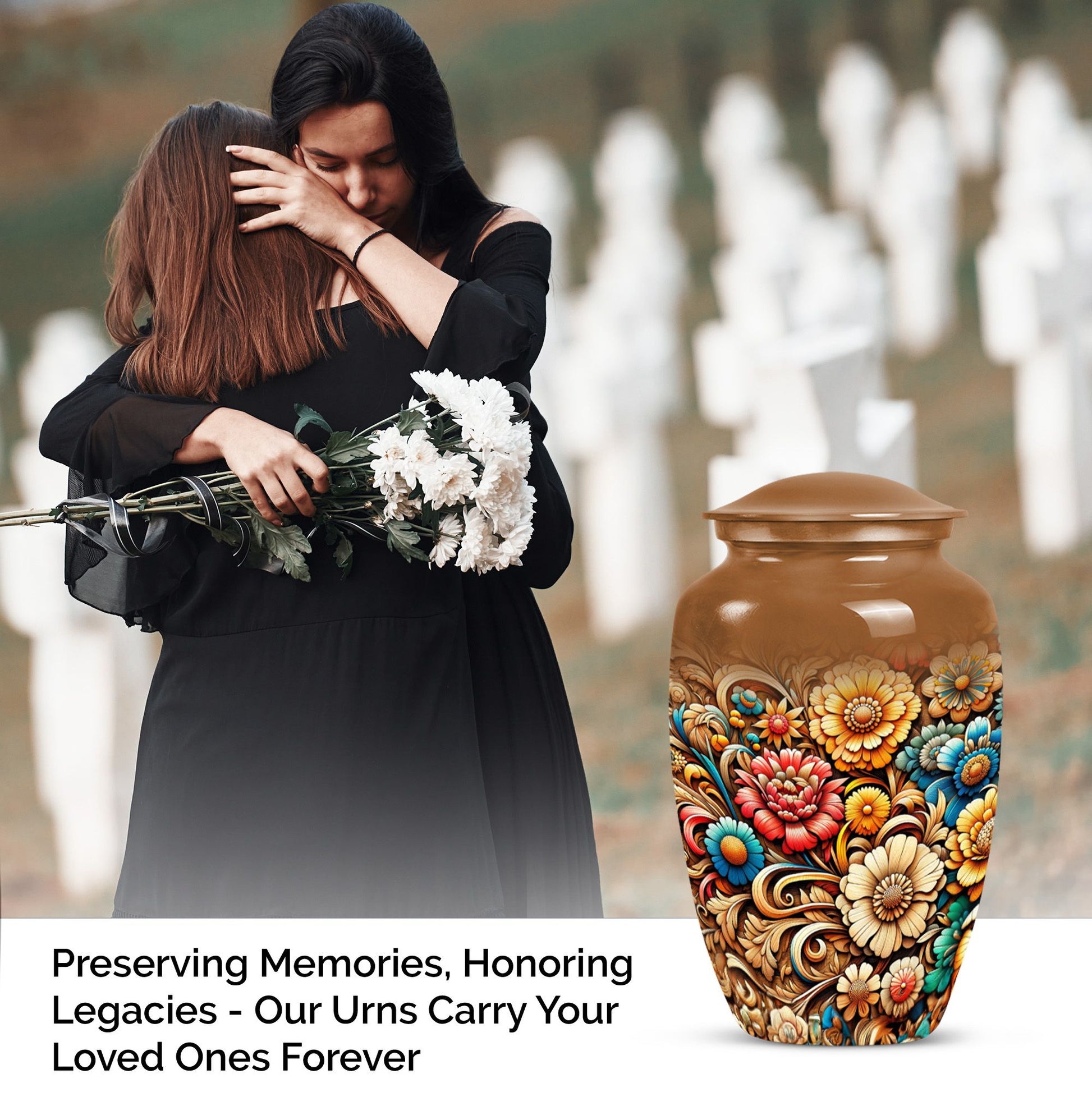 Classic Flowers Urn for cremation.