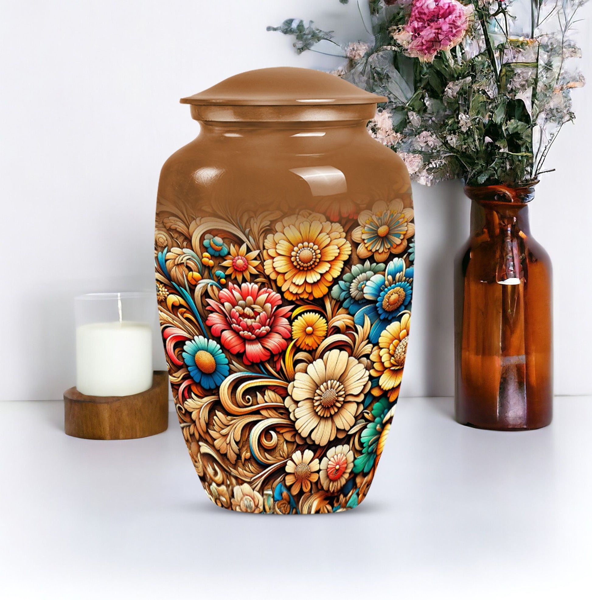 Classic Flowers Urn for cremation.