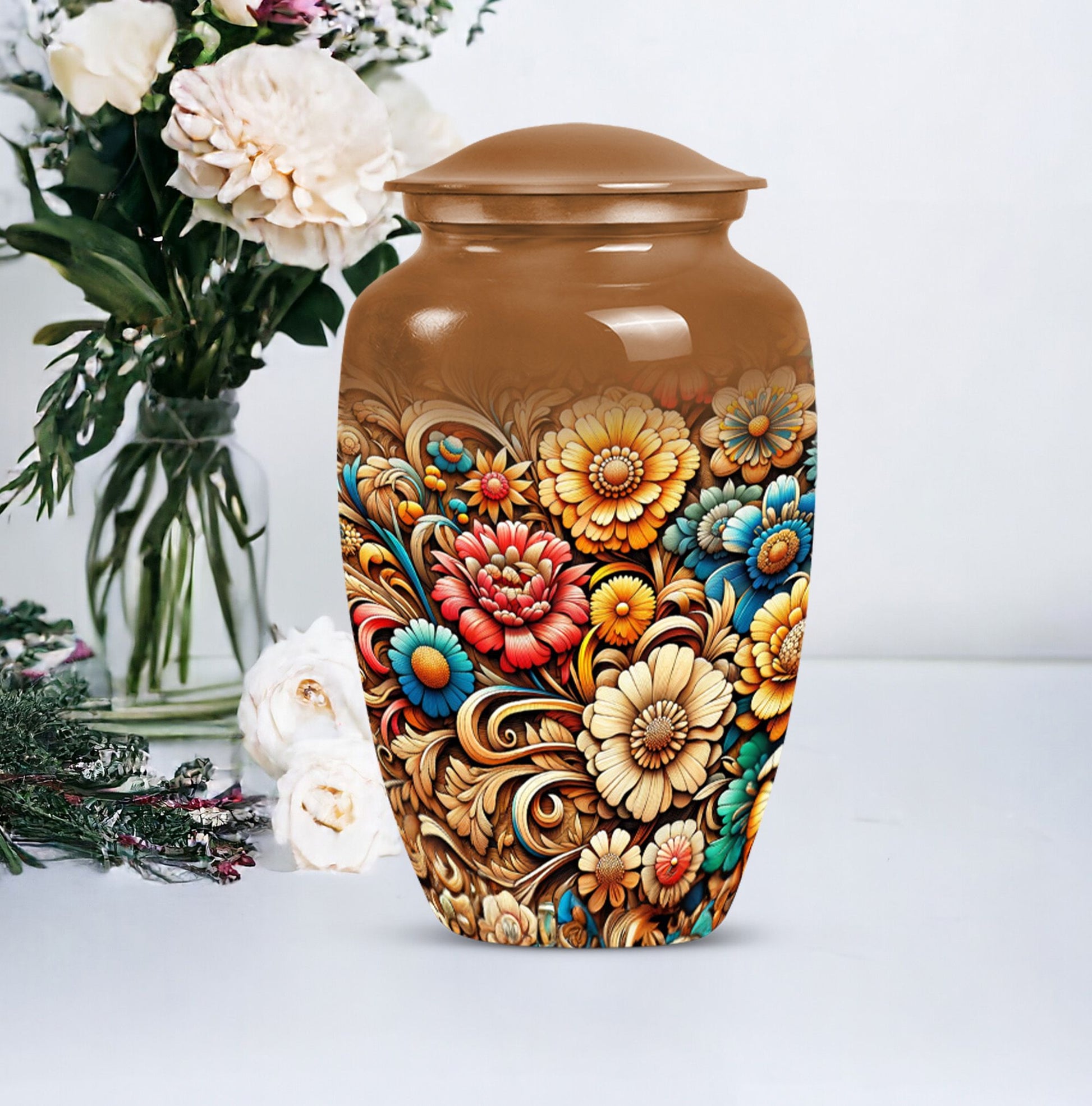 Classic Flowers Urn for cremation.