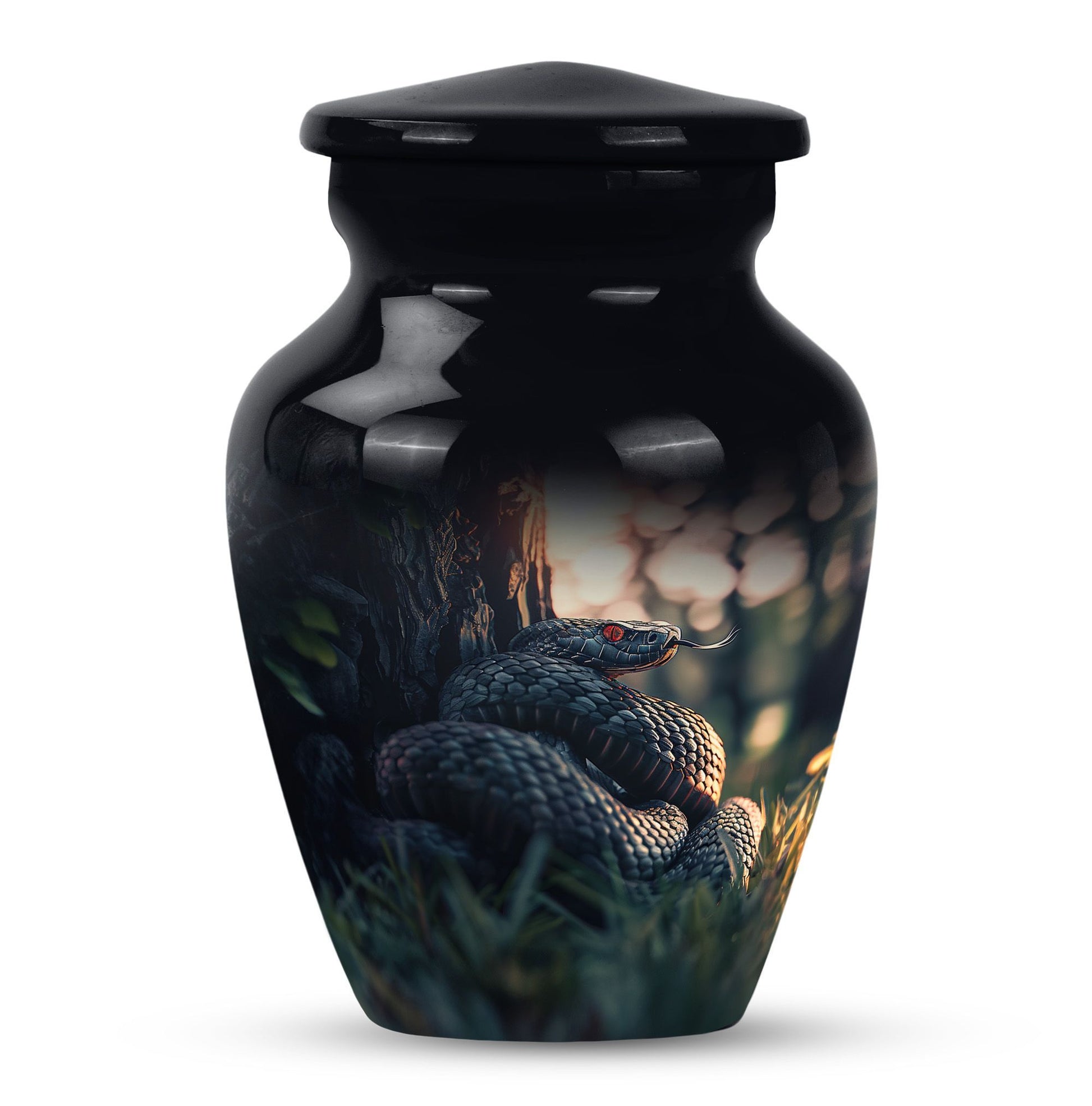  snake urn in abstract design for memorial funerals,