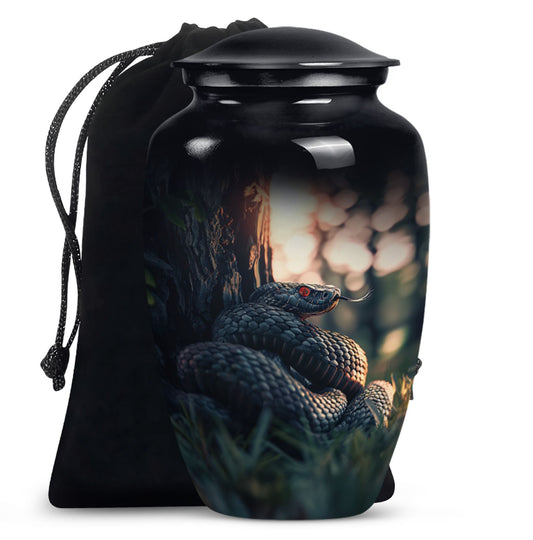  snake urn in abstract design for memorial funerals,