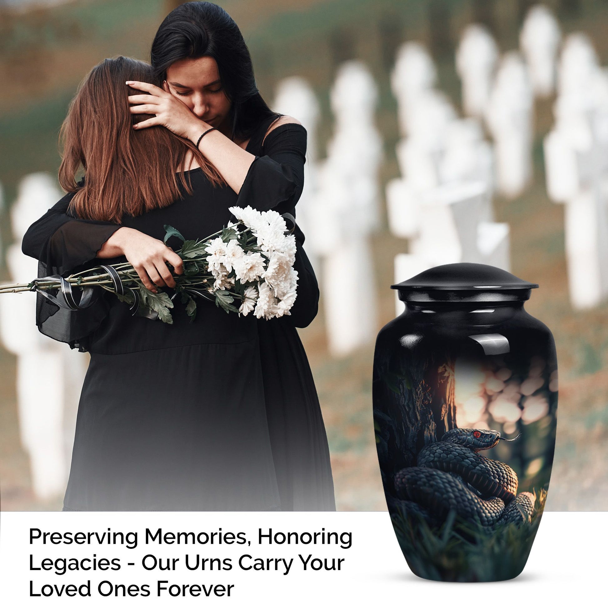  snake urn in abstract design for memorial funerals,