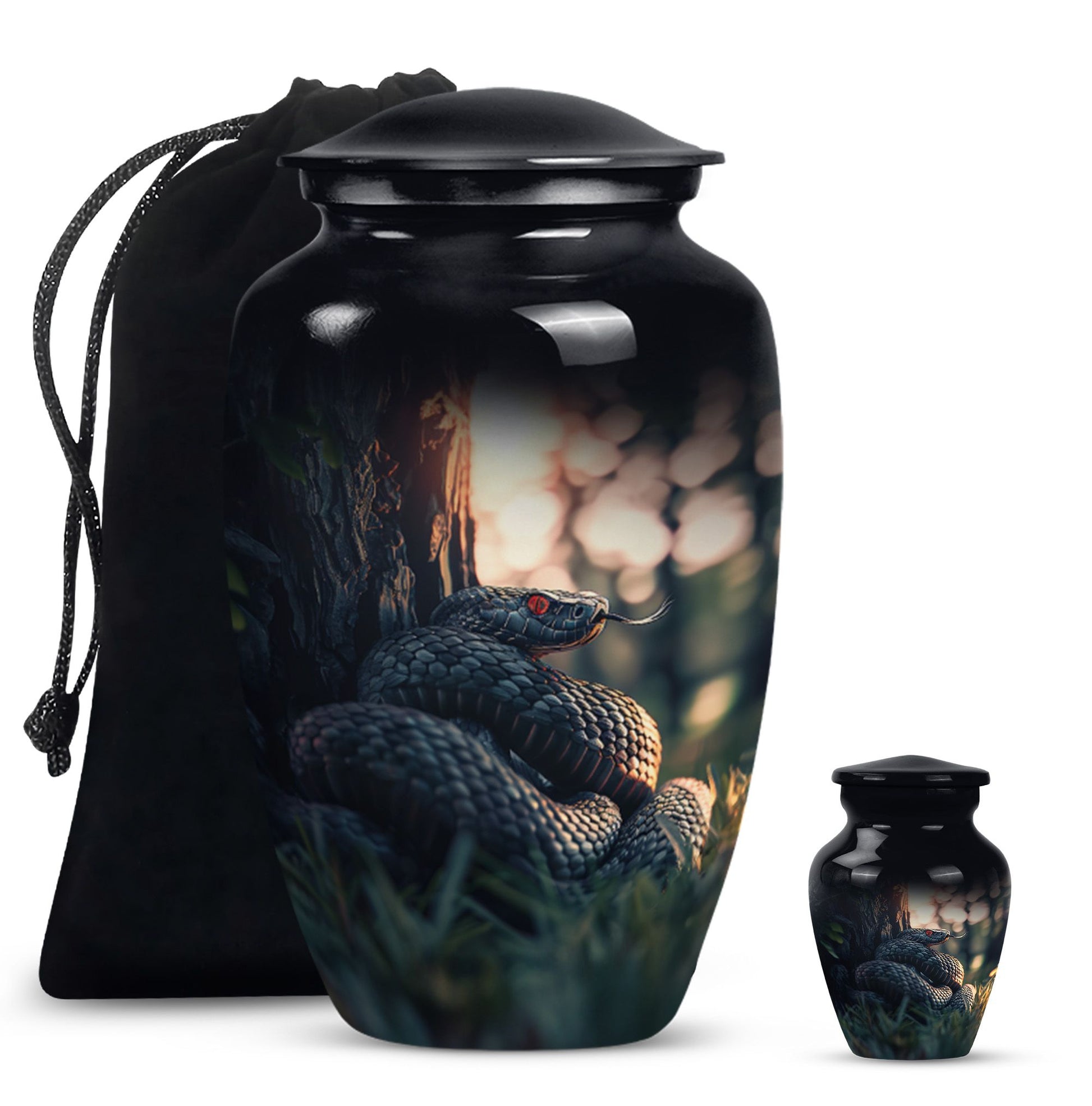  snake urn in abstract design for memorial funerals,