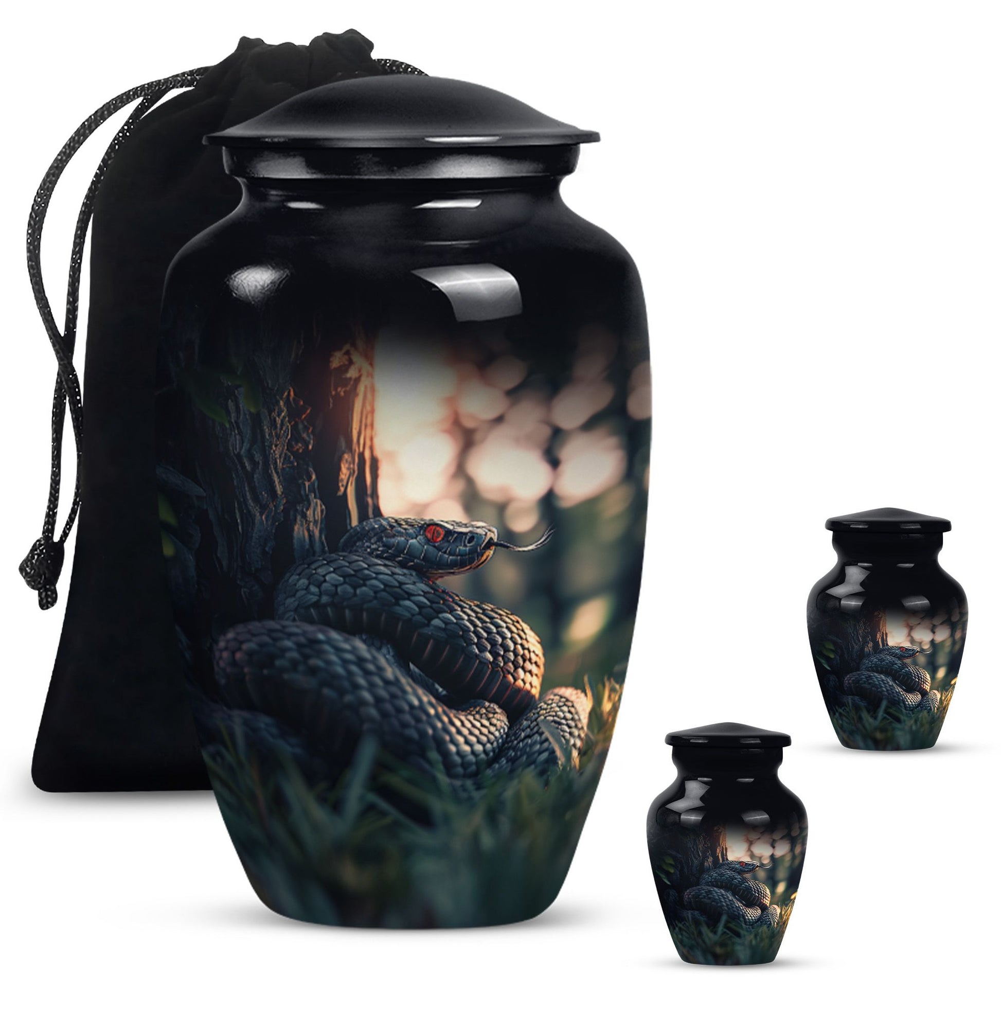  snake urn in abstract design for memorial funerals,