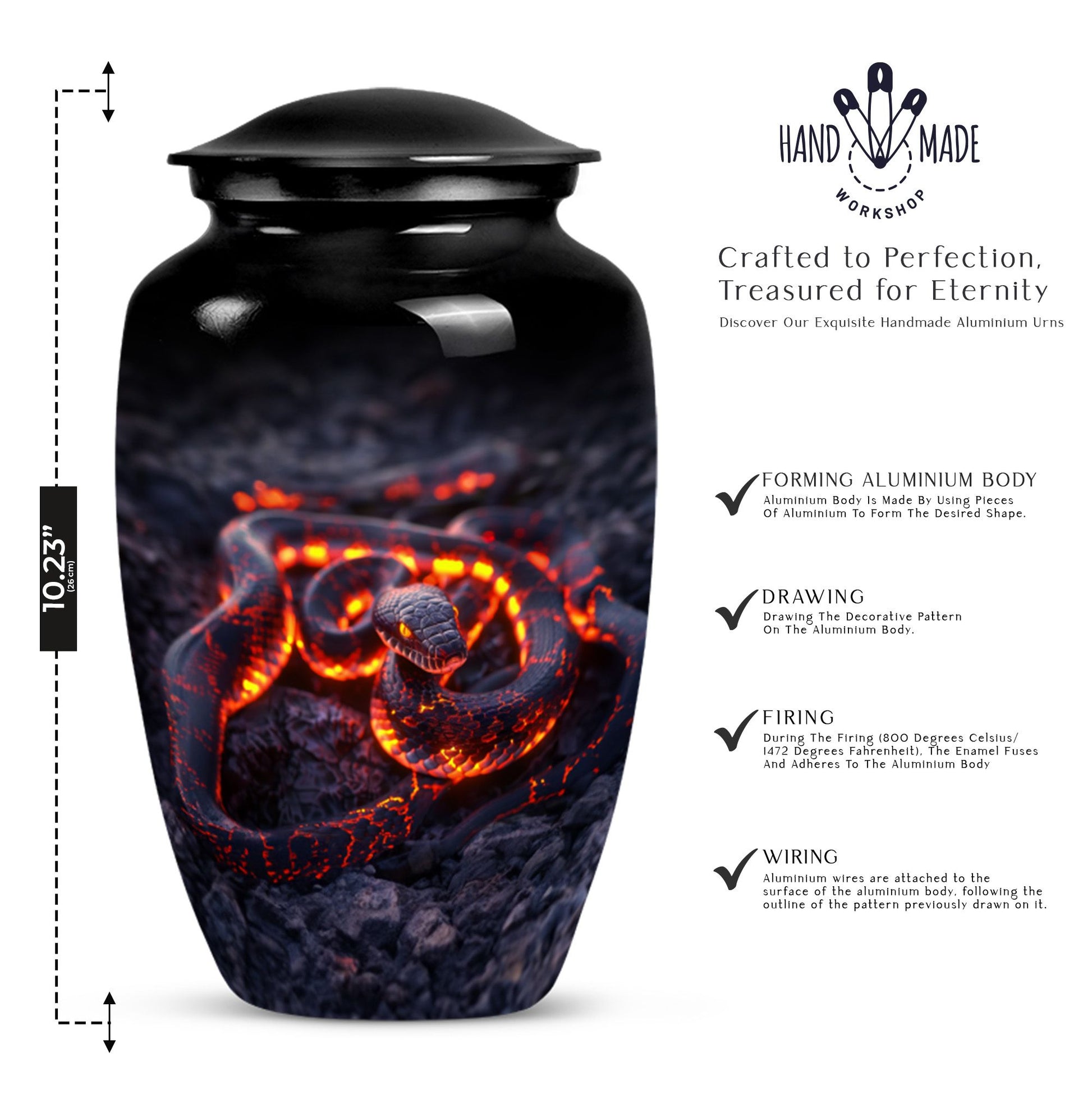 Abstract design snake urn for adult ashes women.