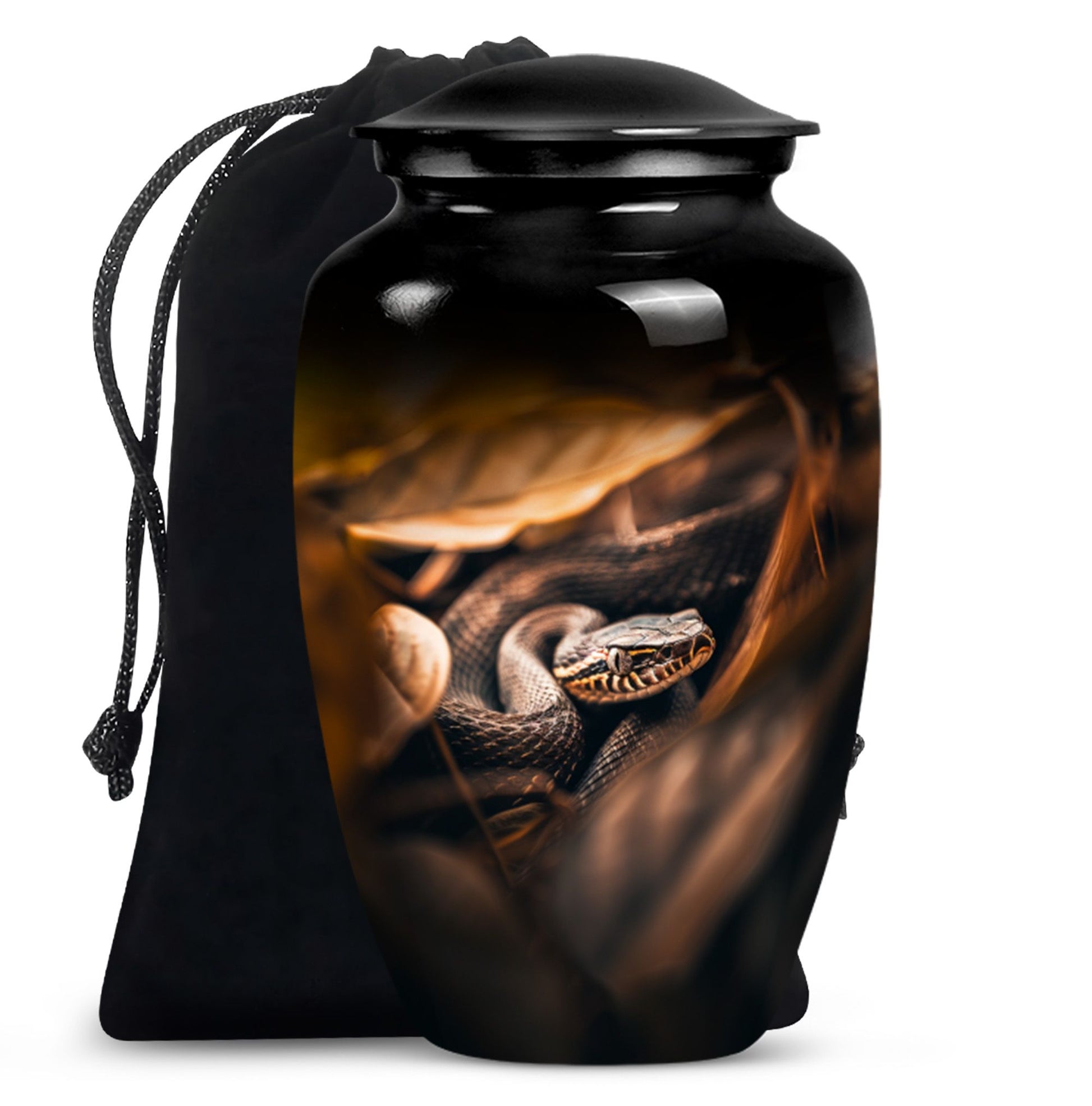 classic abstract snake urn, memorial human urn for ashes