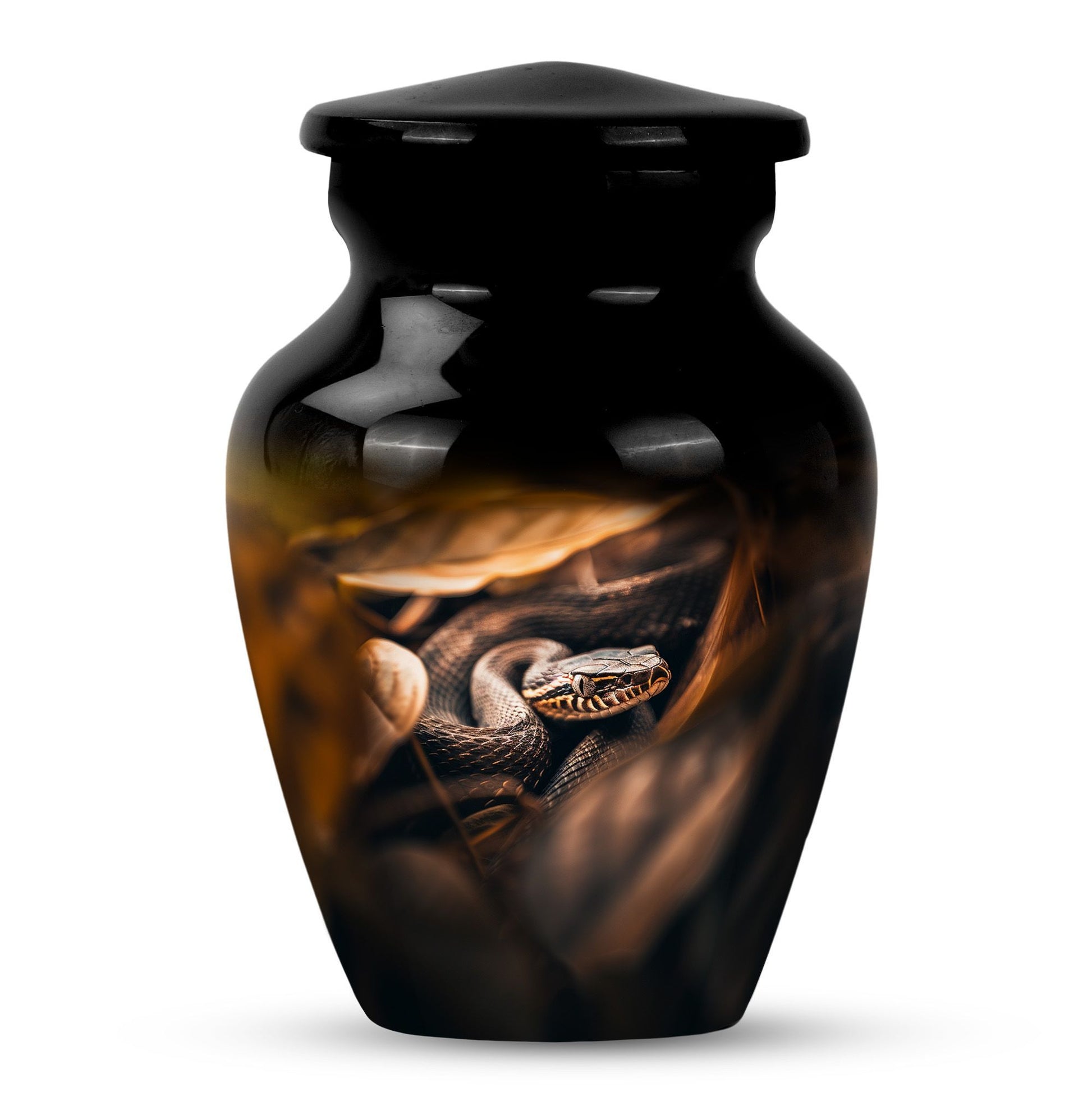 classic abstract snake urn, memorial human urn for ashes