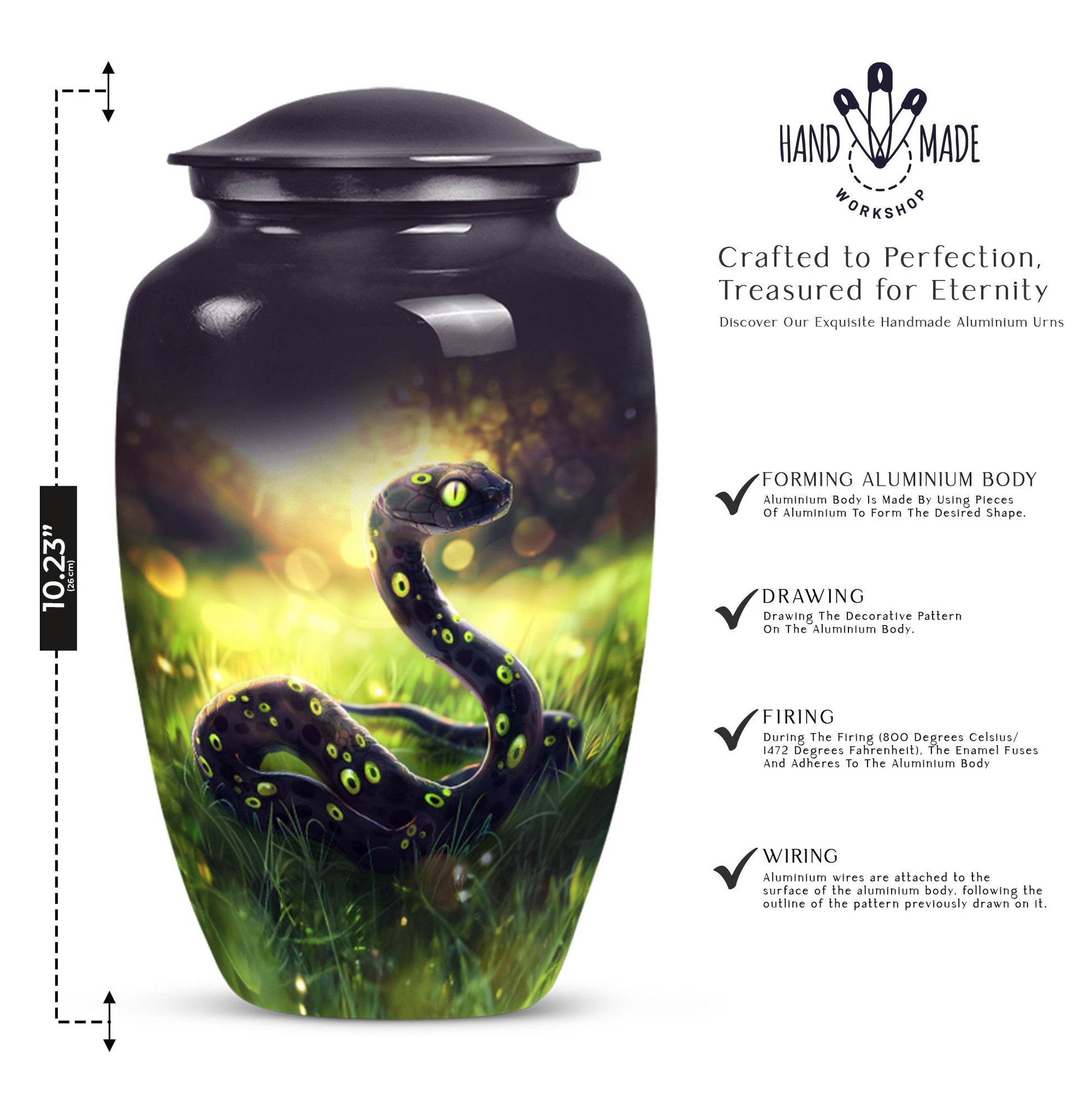 10-inch classic snake urn for women, perfect urn