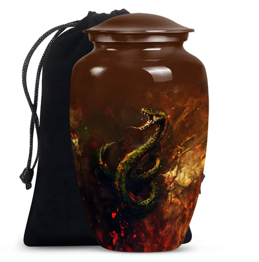 10 inch snake-themed urn for mom's ashes