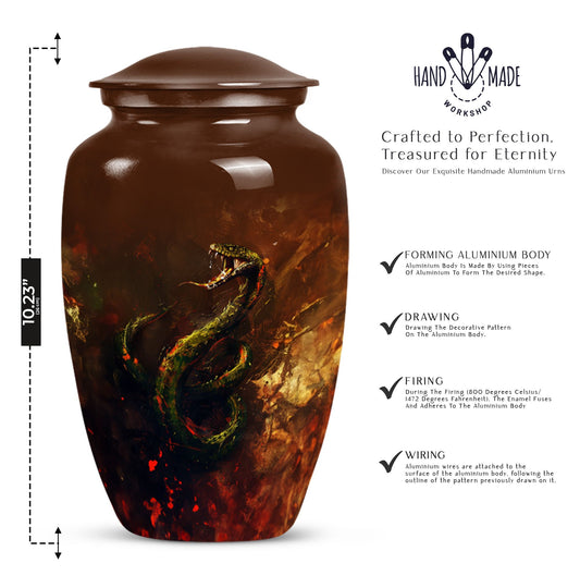 10 inch snake-themed urn for mom's ashes