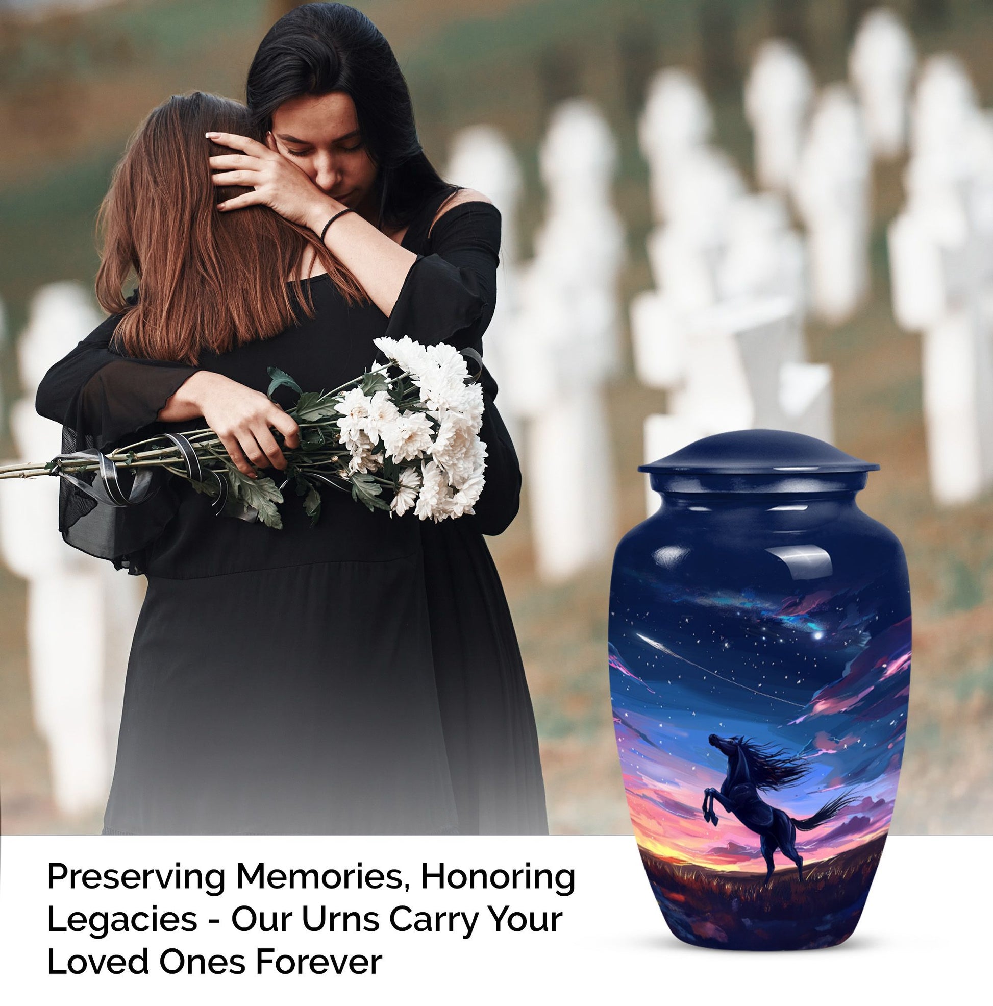 10-inch Classic Horse Urn, large memorial urn 